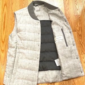 GREY LINEN SUIT SUPPLY VEST SIZE L MENS